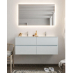 Mondiaz VICA ensemble de meuble de salle de bain - 120cm - meuble sous-vasque argile - 4 tiroirs - lavabo lune double - 2 trous de robinet - miroir LED - version XL 60cm de haut SW1097916