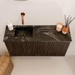 Mondiaz JOYA-DLUX 80cm meuble de toilette - couleur Walnut - Vasque FAYE position Gauche Sans trou de robinet couleur Lava. SW1422430