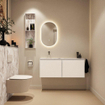 MONDIAZ TURE-DLUX Meuble toilette - 120cm - Talc - EDEN - vasque Glace - position gauche - sans trou de robinet SW1103147