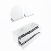 MONDIAZ VICA-DLUX Ensemble meuble de salle de bains - 130cm - meuble sous-vasque talc - 4 tiroirs - lavabo encastré cloud double - sans trous de robinet - version haute 60cm - opalo SW1088574