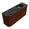 Mondiaz JOYA-DLUX Meuble de toilette 81.6cm - arrondi gauche couleur Ruby - Vasque FAYE position Droite 1 trou de robinet couleur Lava. SW1423642