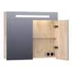 Saniclass 2.0 Armoire de toilette 80x70x15cm éclairage intégré rectangulaire 2 portes pivotantes MFC Sahara SW371651