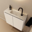 MONDIAZ TURE-DLUX Meuble de toilettes 60 cm Talc. Lavabo EDEN Ostra position milieu. Avec 1 trou de robinet. SW1104647