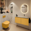 MONDIAZ TURE-DLUX Meuble toilette - 100cm - Ocher - EDEN - vasque Opalo - position droite - sans trou de robinet SW1104414