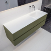 Mondiaz VICA ensemble de meuble de salle de bain - 150cm - meuble sous-vasque armée - 4 tiroirs - lavabo nuage droite - sans trou de robinet version XL 60cm de haut SW1090341