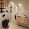 MONDIAZ TURE-DLUX Meuble toilette - 80cm - Washed Oak - EDEN - vasque Opalo - position gauche - 1 trou de robinet SW1126217