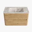 Mondiaz CIRO-DLUX Badkamermeubelset - 80x45x50cm - Solid surface wastafel Frappe - 1 wasbak Midden - zonder kraangaten - 2 lades - Oak SW1530792