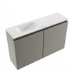 MONDIAZ TURE-DLUX Meuble toilette - 80cm - Smoke - EDEN - vasque Opalo - position gauche - sans trou de robinet SW1126213