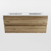 Mondiaz Aivy ensemble de meuble de salle de bain - 120x45x50cm - 2 trous de robinet - 2 vasques talc Céramique - Gauche et droite - 2 tiroirs - Avec miroir - Mélamine Chai SW892469
