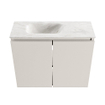 MONDIAZ TURE-DLUX Meuble toilette - 60cm - Linen - EDEN - vasque Ostra - position gauche - sans trou de robinet SW1104920