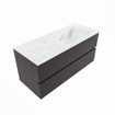 Mondiaz VICA-DLUX ensemble de meuble de salle de bain - 110cm - meuble sous-vasque gris foncé - 2 tiroirs - lavabo encastré cloud droite - sans trous de robinet - version haute de 60cm - opalo SW1087800