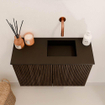 Mondiaz JOYA 60cm meuble de toilette - couleur Walnut - Vasque FAYE position Droite Sans trou de robinet couleur Urban SW1421338
