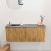 Mondiaz JOYA-DLUX 100cm toiletmeubel - kleur Oak - Wastafel FAYE positie Links 1 kraangat kleur Sombra. SW1424266