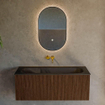 MONDIAZ KURVE Meuble de salle de bains 110 cm couleur Walnut avec 1 tiroir. Lavabo BIG MEDIUM centré sans trou de robinet Urban. SW1138487