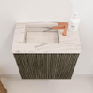 Mondiaz JOYA-DLUX 40cm toiletmeubel - kleur Shadow - Wastafel FAYE positie Links 1 kraangat kleur Nata. SW1424930