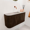 Mondiaz JOYA-DLUX 83.2cm meuble de toilette - arrondis gauche et droite couleur Noyer - Vasque FAYE position Milieu Sans trou de robinet couleur Glace. SW1422400