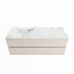 VICA-DLUX 130cm badmeubel onderkast Linen 2 lades. Inbouw wastafel CLOUD links zonder kraangat, kleur Frappe. SW902883