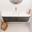 Mondiaz JOYA 113.2cm toiletmeubel - ronding links en rechts kleur Shadow - Wastafel FAYE positie Midden Zonder kraangat kleur Talc. SW1421474
