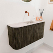 Mondiaz JOYA-DLUX 83.2cm meuble de toilette - arrondi gauche et droite couleur Shadow - Vasque FAYE position Milieu Sans trou de robinet couleur Nata. SW1424998