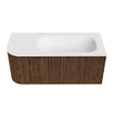 MONDIAZ KURVE 105cm Meuble salle de bain avec module 25 G - couleur Walnut - 1 tiroir - 1 porte - vasque BIG SMALL droite - 1 trou de robinet - Talc SW1138256