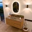 Mondiaz CIRO-DLUX Ensemble de meubles de salle de bains - 120x45x50cm - vasque en solid surface Sombra - 1 lavabo au milieu - sans trous de robinet - 2 tiroirs - Chêne SW1531299