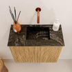 Mondiaz JOYA-DLUX 50cm toiletmeubel - kleur Oak - Wastafel FAYE positie Rechts Zonder kraangat kleur Lava. SW1422017