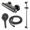 BRAUER Stripe Opbouw Douche Thermostaatkraan - SET 02 - glijstang - 3-standen handdouche - doucheslang - gunmetal geborsteld PVD SW1434973