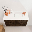 Mondiaz JOYA 60cm meuble de toilette - couleur Walnut - Vasque FAYE position Droite 1 trou de robinet couleur Talc. SW1421298