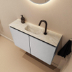MONDIAZ TURE-DLUX Meuble toilette - 80cm - Plata - EDEN - vasque Ostra - position centrale - 1 trou de robinet SW1105029