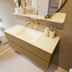 Mondiaz VICA-DLUX ensemble de meuble de salle de bain - 120cm - meuble sous-vasque oro - 2 tiroirs - lavabo encastré cloud milieu - sans trous de robinet - miroir modèle spot - version XL 60cm haut - ostra SW1098363