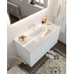 Mondiaz VICA ensemble de meuble de salle de bain - 100cm - meuble sous-vasque argile - 2 tiroirs - lavabo denia milieu - 1 trou de robinet - miroir LED - version XL 60cm de haut SW1097894