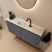 MONDIAZ TURE-DLUX Meuble toilette - 100cm - Dark Grey - EDEN - vasque Ostra - position centrale - 1 trou de robinet SW1104890