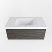 Mondiaz BUKLA Ensemble de meuble - 80x45x34cm - 0 trous de robinet - lavabo centré - solid surface - Talc - sans poignée - 1 tiroir - Mélamine - Marron foncé SW704854