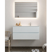 Mondiaz VICA ensemble de meuble de salle de bain - 100cm - meuble sous-vasque argile - 2 tiroirs - lavabo lune droite - 1 trou de robinet - miroir LED - version XL 60cm de haut SW1097853