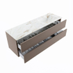 MONDIAZ VICA-DLUX Ensemble meuble de salle de bains - 150cm - meuble bas Smoke - 2 tiroirs - lavabo encastré Cloud à droite - 1 trou de robinet - version haute 60cm - Frappe SW1088937