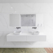 Mondiaz Lagom Meuble salle de bains 190x30.9x45cm Solid Surface Talc 2 tiroirs avec lavabo BINX vasque à poser double sans trous de robinet SW409168