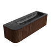 MONDIAZ KURVE-DLUX Meuble de salle de bains 145 cm avec module 25 L couleur Walnut avec 1 tiroir et 1 porte. Lavabo BIG LARGE à droite 2 trous de robinet couleur Lava. SW1137299