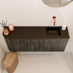 Mondiaz JOYA 101.6cm meuble de salle de bains - arrondi gauche couleur Shadow - Vasque FAYE position Droite Sans trou de robinet couleur Urban. SW1421517