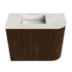 Mondiaz JOYA-DLUX Meuble de toilette 51,6cm - arrondi droite couleur Noyer - Vasque FAYE position Gauche Sans trou de robinet couleur Ostra SW1422601