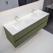 Mondiaz VICA ensemble de meuble de salle de bain - 150cm - meuble sous-vasque armée - 2 tiroirs - lavabo nuage double - 2 trous de robinet - version XL 60cm de haut SW1090079