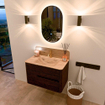 Mondiaz CIRO-DLUX Meuble de salle de bains - 80x45x50cm - Plan-vasque en solid surface Arena - 1 vasque Centrale - 1 trou de robinet - 2 tiroirs - Noyer SW1530424