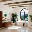 MONDIAZ THOR-DLUX 150cm badmeubel ronding links + rechts kleur Ruby met 1 lade en 2 deuren. Vrijhangende wastafel CLOUD Midden zonder kraangat kleur Sombra. SW1464961