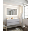 MONDIAZ VICA Ensemble de meuble salle de bain - 120cm - 4 tiroirs - lavabo Cloud double - 2 trous de robinet - solid surface cale SW410548