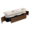 MONDIAZ THOR-DLUX 200cm meuble de salle de bains arrondi gauche + droite couleur Walnut avec 2 tiroirs et 2 portes. Vasque suspendue CLOUD Double sans trou de robinet couleur Meli. SW1467107