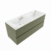MONDIAZ VICA-DLUX Ensemble meuble de salle de bains - 120cm - meuble sous-vasque army - 2 tiroirs - lavabo encastré cloud double - 2 trous de robinet - version haute 60cm - frape SW1088725