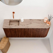 Mondiaz JOYA-DLUX Meuble de toilette 101,6cm - arrondi droit couleur Ruby - Vasque FAYE position Gauche Sans trou de robinet couleur Arena SW1425321