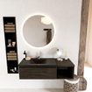 MONDIAZ BUKLA 120cm meuble de salle de bain avec module ouvert 40 couleur Marron Foncé avec 1 tiroir. Lavabo CLOUD gauche 1 trou de robinet couleur Urban. SW1382090