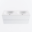 MONDIAZ VICA 120cm meuble sous lavabo Talc 2 tiroirs. Lavabo MOON double 2 trous de robinet, couleur Talc. SW1381920