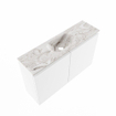 MONDIAZ TURE-DLUX Meuble toilette - 80cm - Talc - EDEN - vasque Glace - position centrale - 1 trou de robinet SW1103088