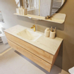 MONDIAZ VICA-DLUX Ensemble meuble de salle de bains - 130cm - meuble bas Washed oak - 2 tiroirs - lavabo encastré cloud au milieu - 1 trou de robinet - version haute 60cm - opalo SW1088415